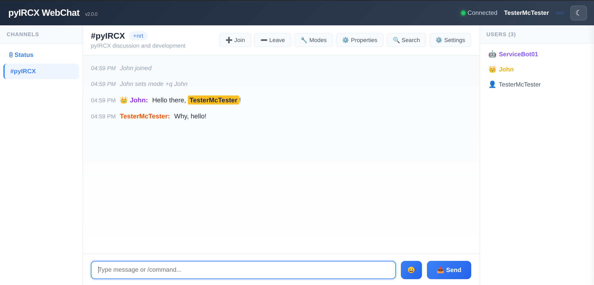 WebChat Channel View
