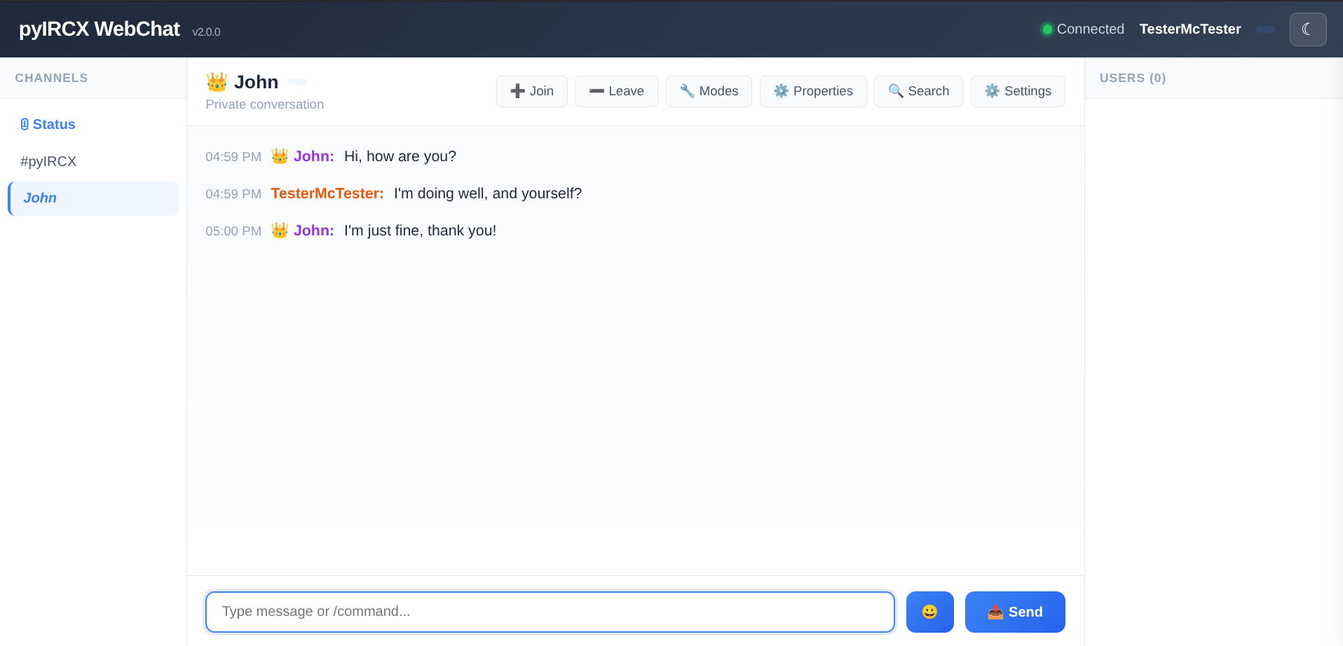 WebChat Private Messages